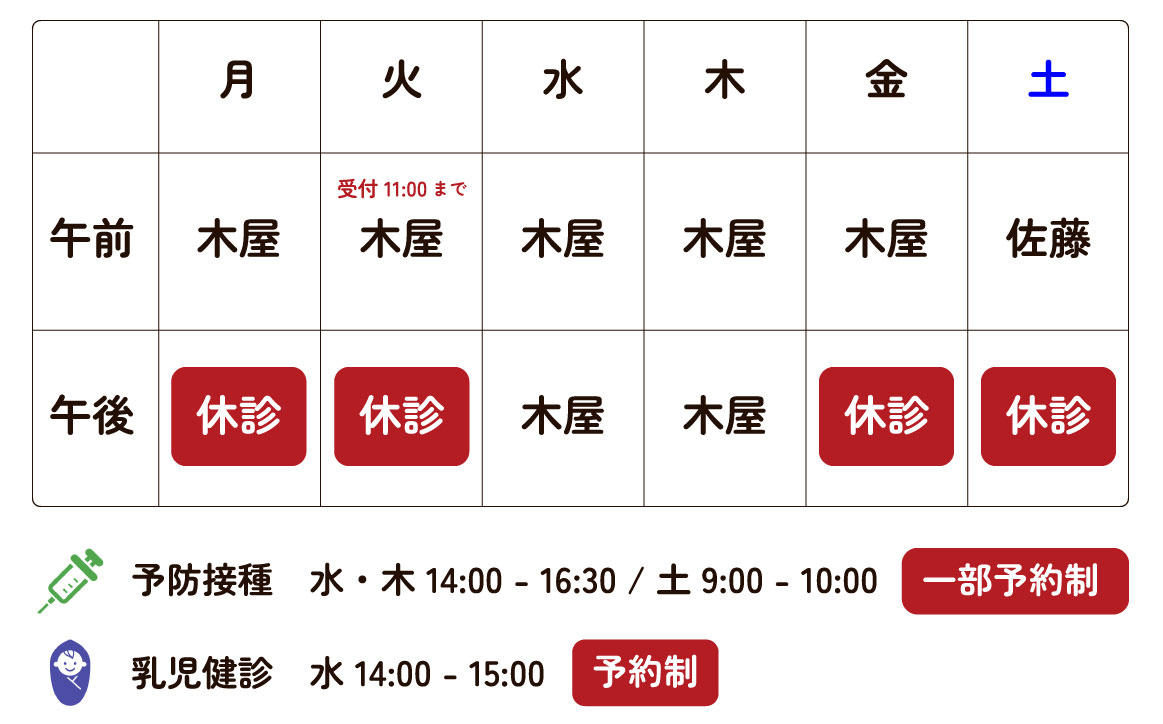 小児科外来担当医表